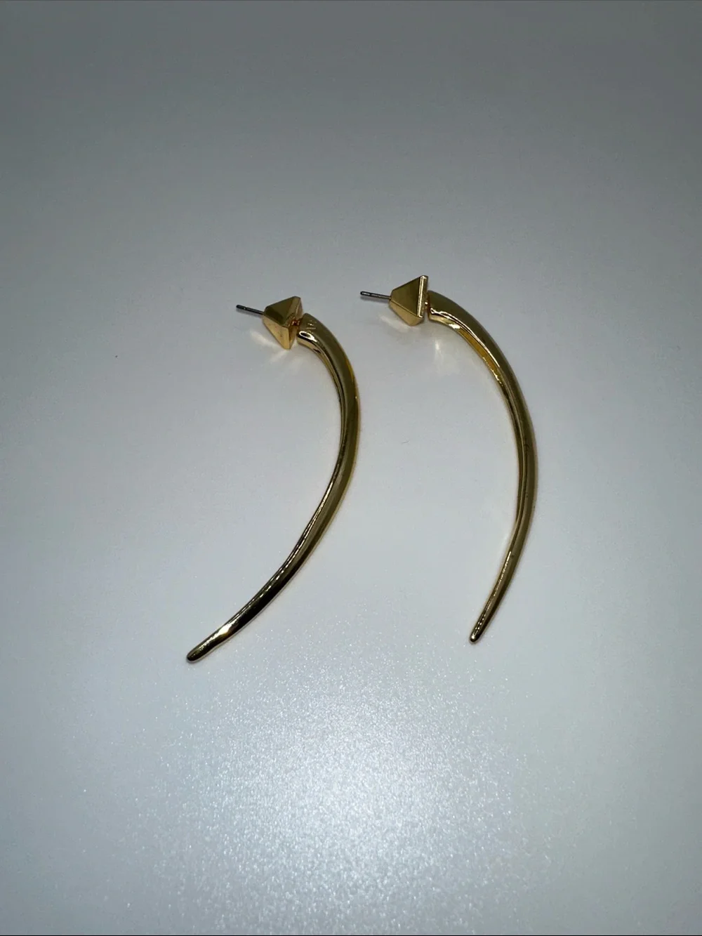 Gold Curved Drop Earrings - Women Jewelry